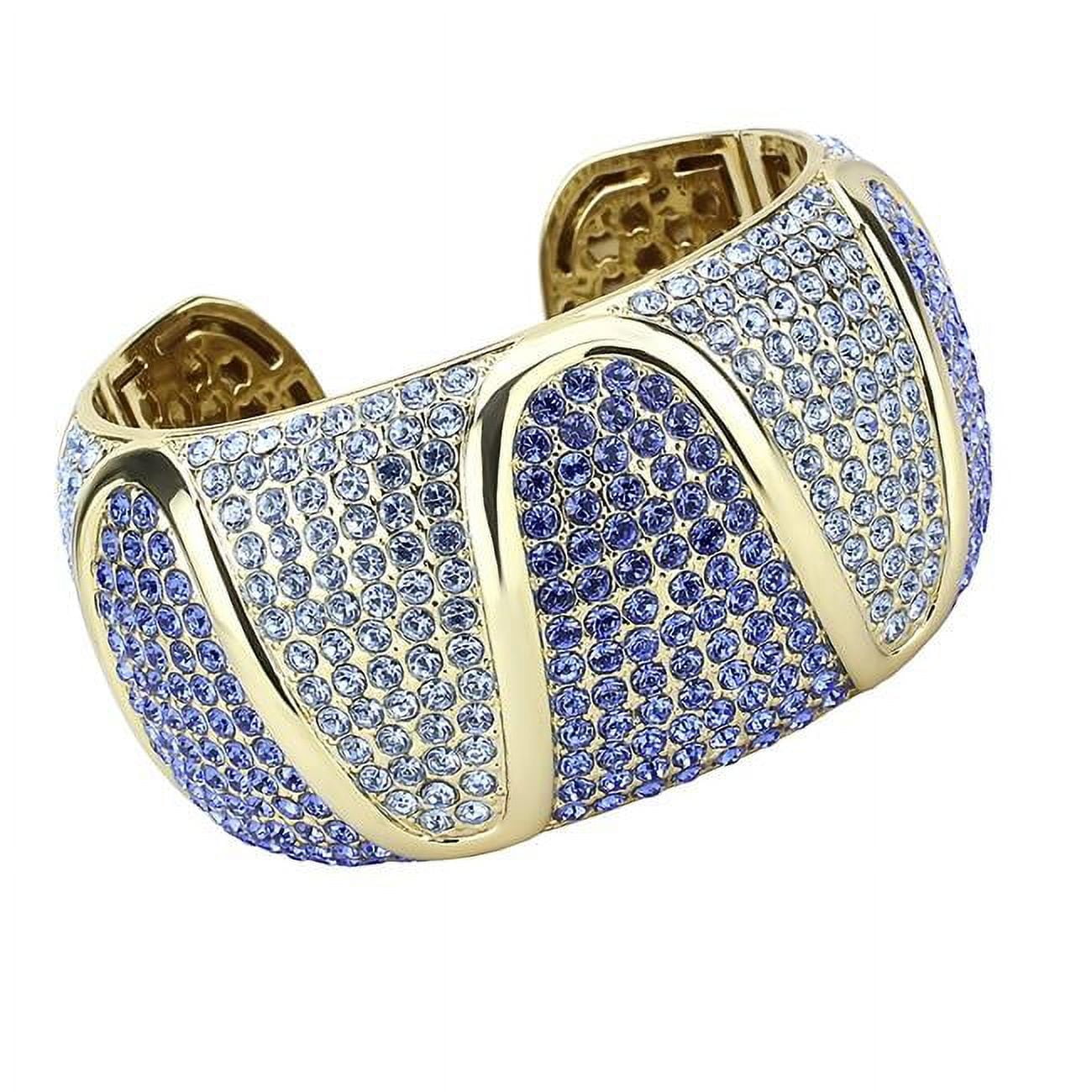 Women Gold Brass Bangle with Top Grade Crystal in Multi Color - 7.25 in.