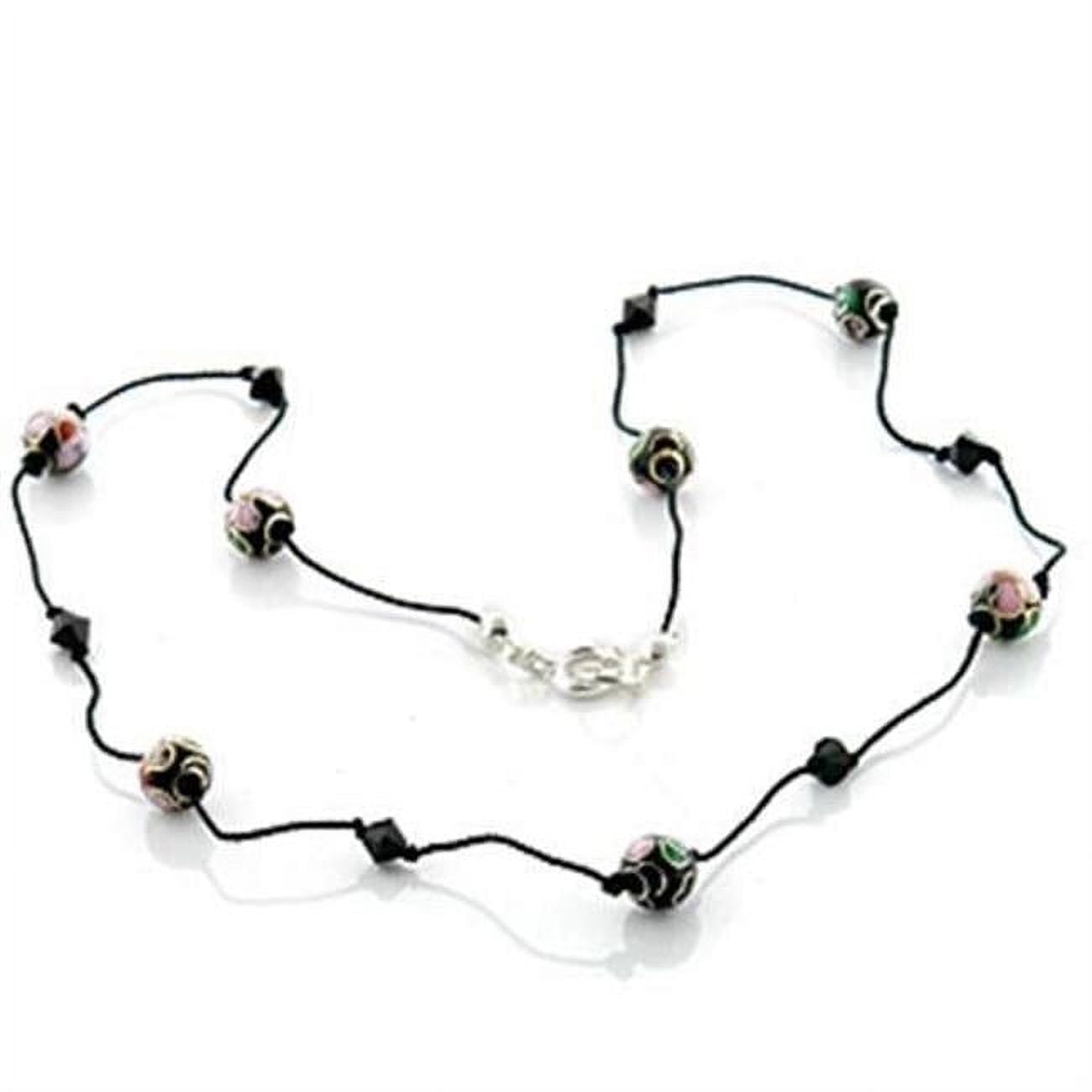 Women Brass Necklace with Epoxy in Multi Color - 16 in.