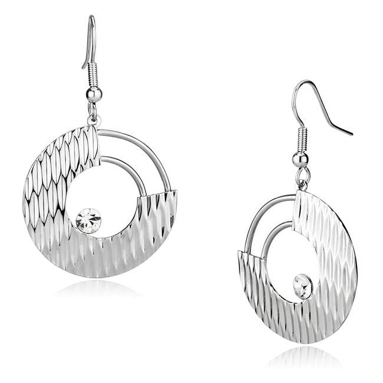 Picture of Alamode LO2677 Women Rhodium Iron Earrings with Top Grade Crystal in Clear