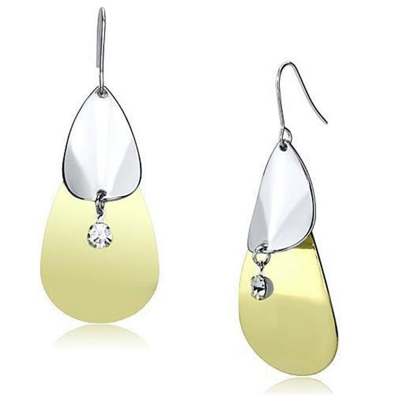 Picture of Alamode LO2696 Women Gold & Rhodium Iron Earrings with Top Grade Crystal in Clear