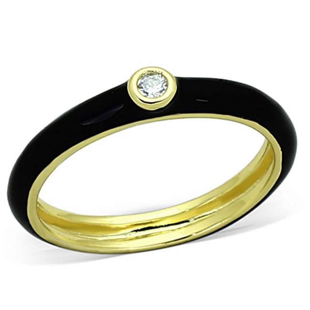 Women Gold Brass Ring with AAA Grade CZ in Clear - Size 9