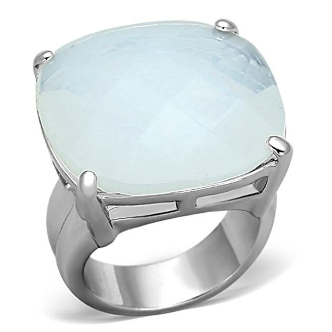 Women Rhodium Brass Ring with Synthetic in Aurora Borealis Rainbow Effect - Size 8