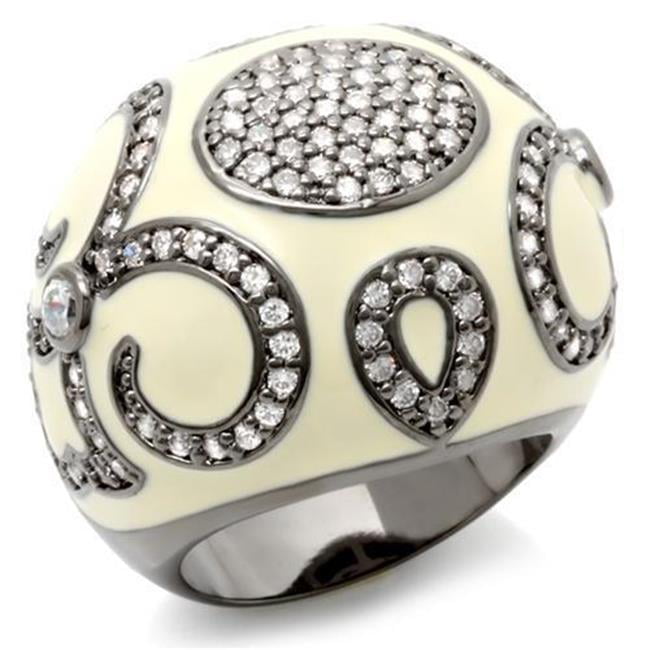 Women Ruthenium Brass Ring with AAA Grade CZ in Clear - Size 8