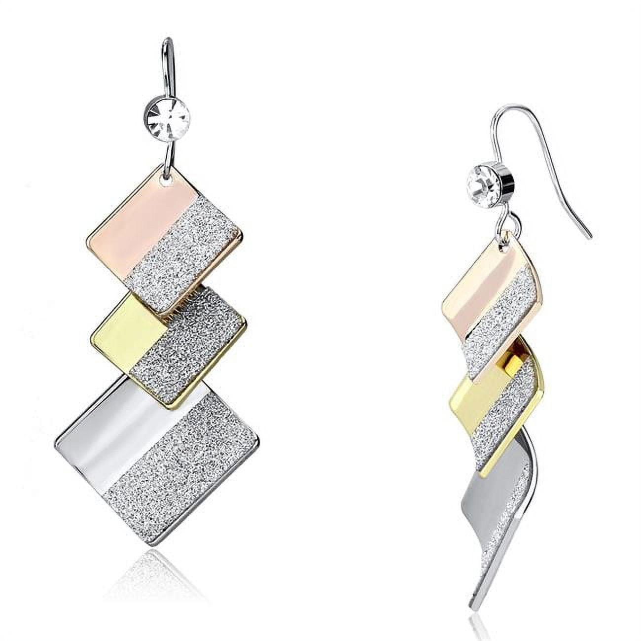 Picture of Alamode LO2713 Women Rhodium & Gold & Rose Gold Iron Earrings with Top Grade Crystal in Clear