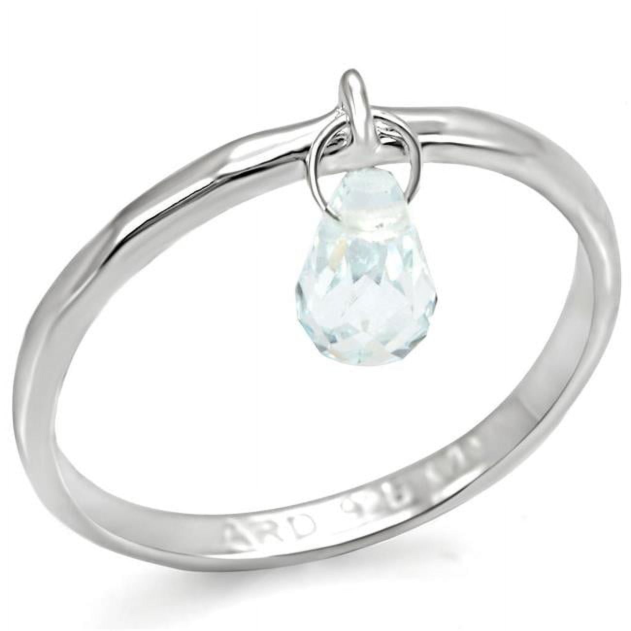 Picture of Alamode LOS318-11 Women Silver 925 Sterling Silver Ring with Genuine Stone in Aquamarine - Size 11