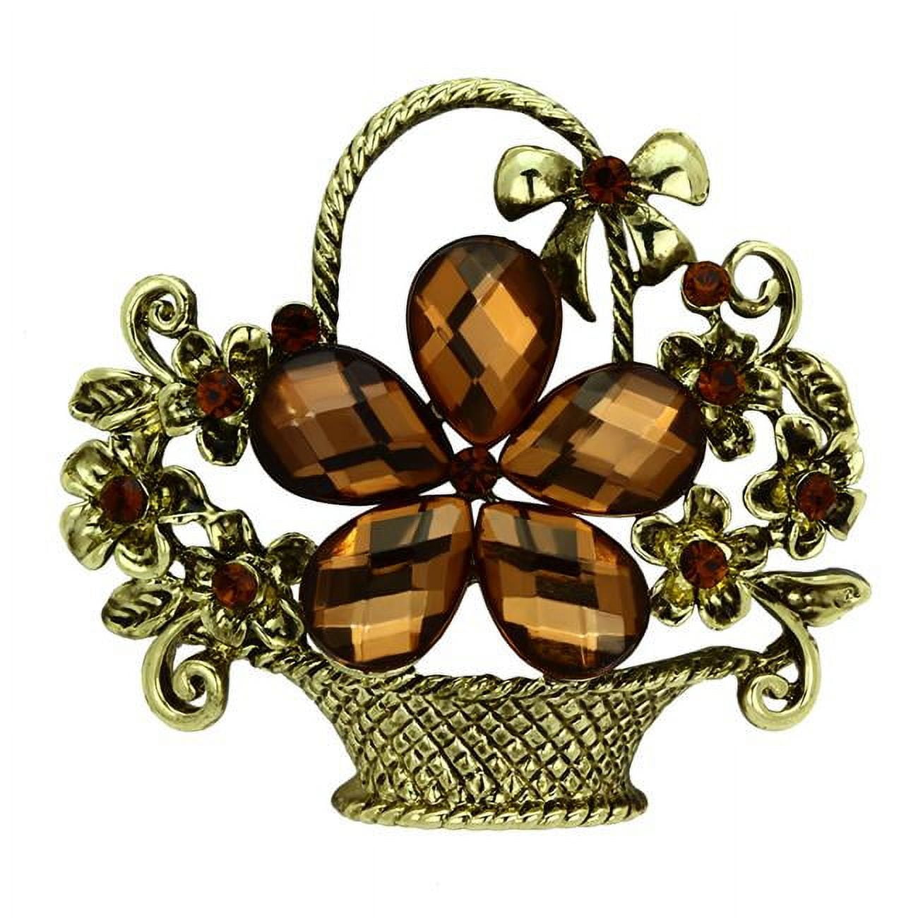 Picture of Alamode LO2760 Women Antique Copper White Metal Brooches with Synthetic in Smoked Quartz