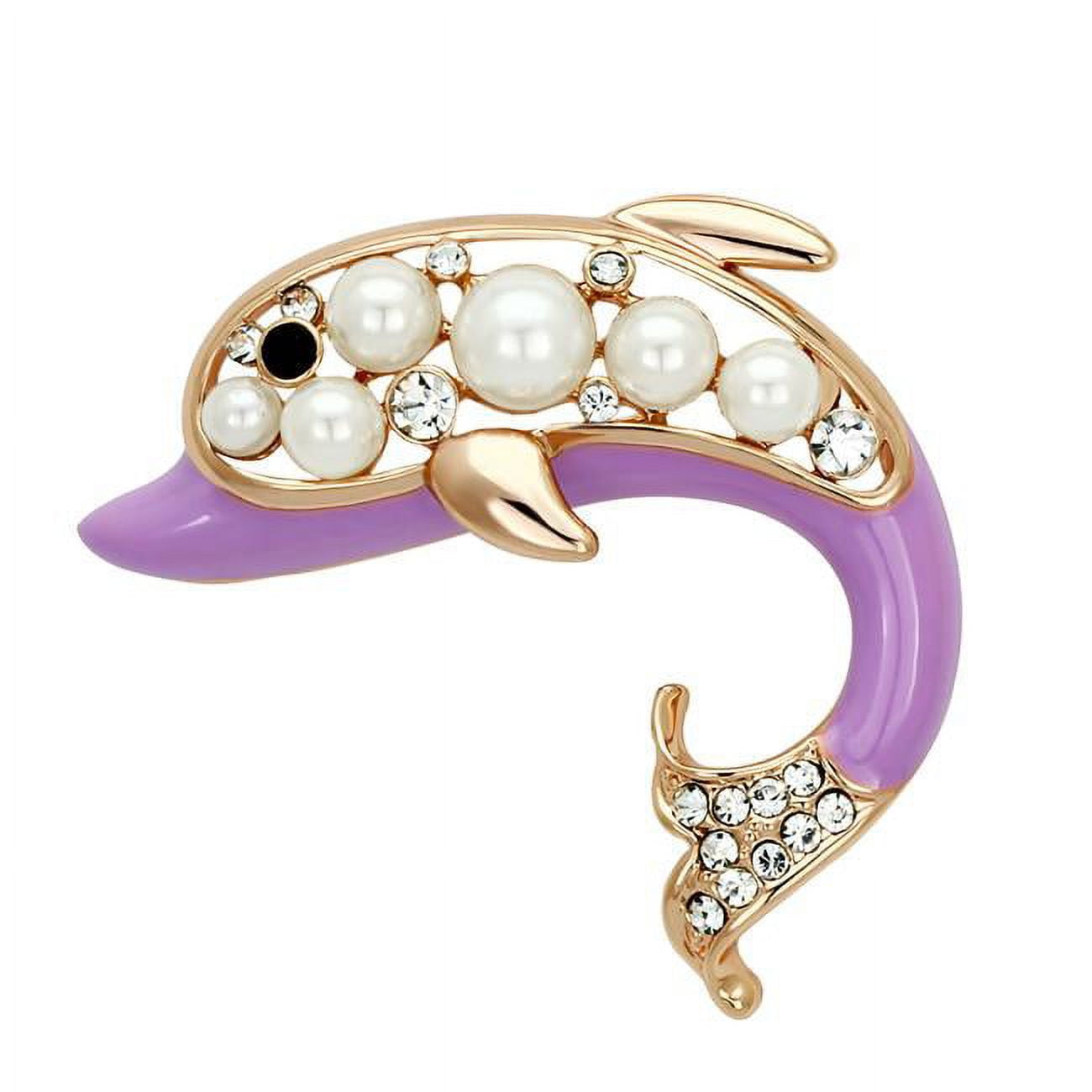 Picture of Alamode LO2783 Women Flash Rose Gold White Metal Brooches with Synthetic in White