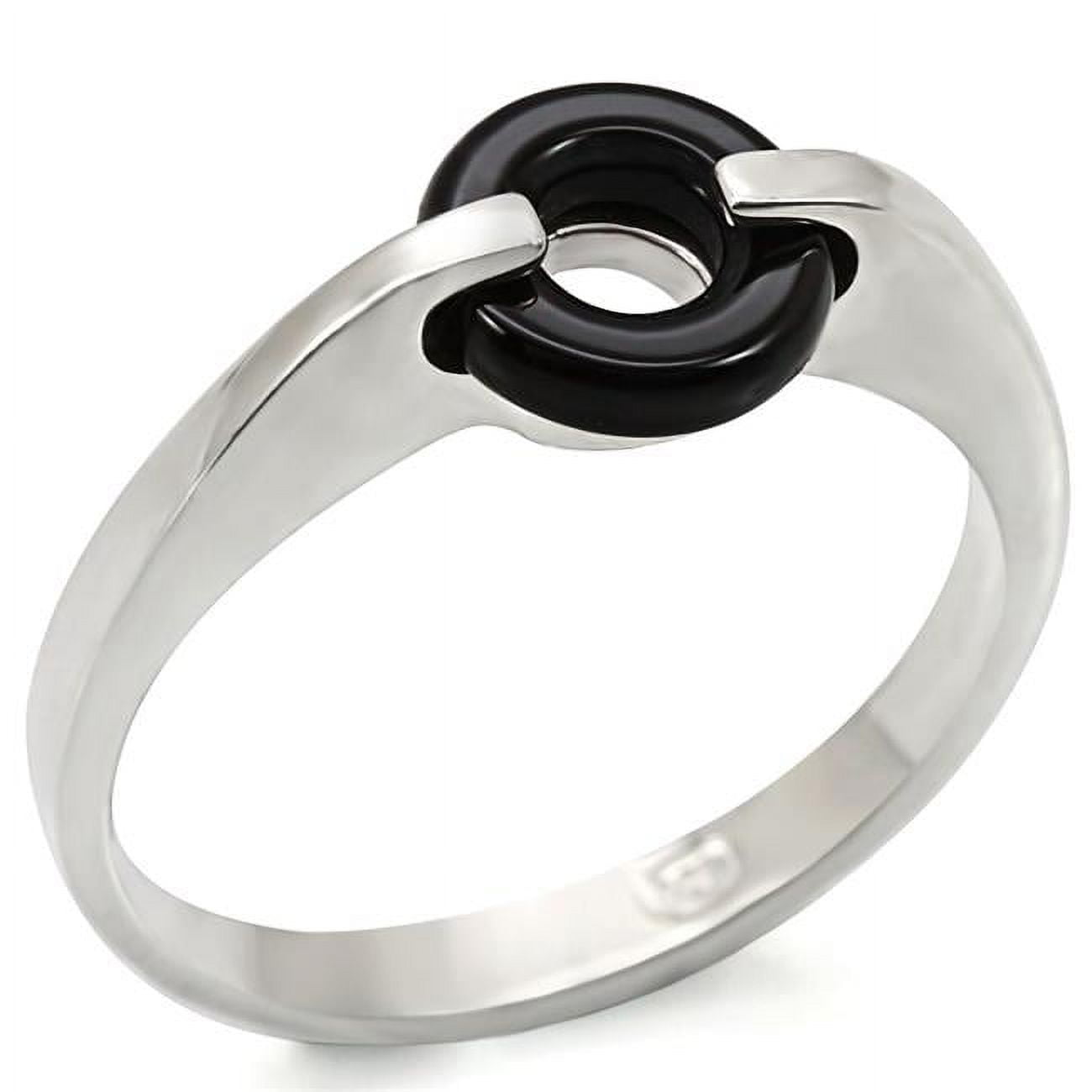 Women Silver 925 Sterling Silver Ring with Semi-Precious in Jet - Size 7