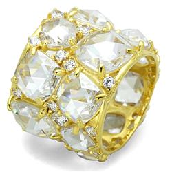 Women Gold 925 Sterling Silver Ring with AAA Grade CZ in Clear - Size 8