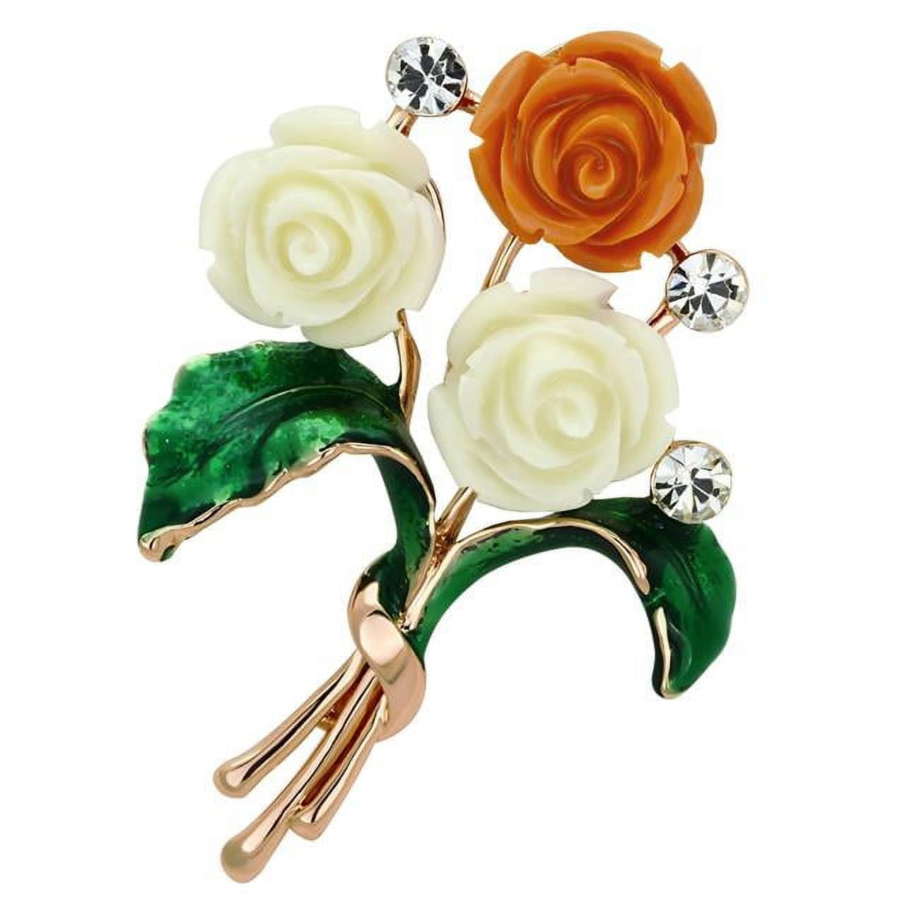 Picture of Alamode LO2790 Women Flash Rose Gold White Metal Brooches with Synthetic in Multi Color