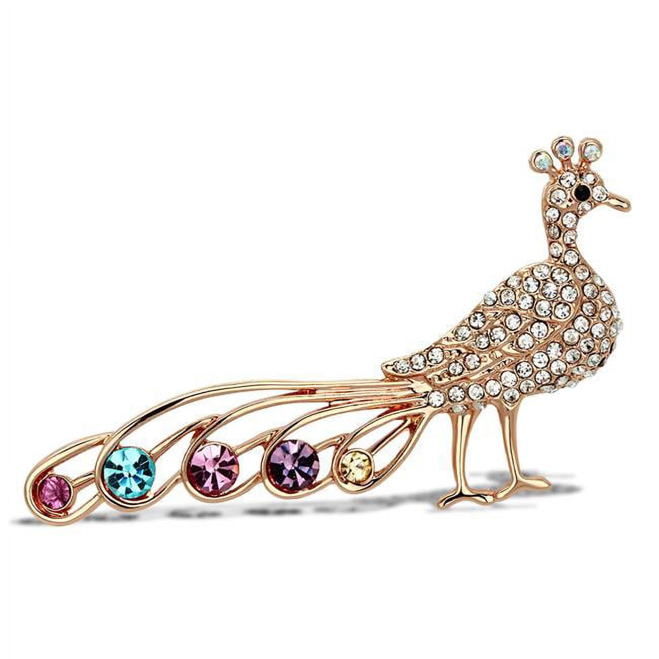 Picture of Alamode LO2798 Women Flash Rose Gold White Metal Brooches with Top Grade Crystal in Multi Color