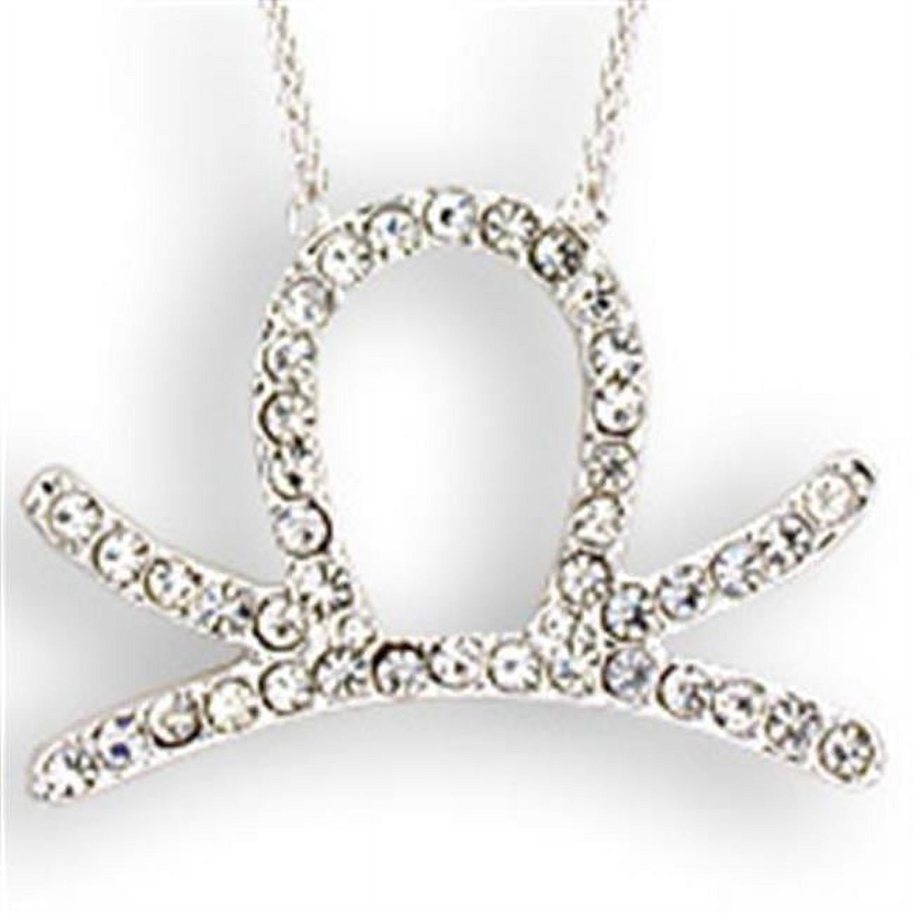 Picture of Alamode SNK01-18 Women Silver Brass Chain Pendant with Top Grade Crystal in Clear - 18 in.