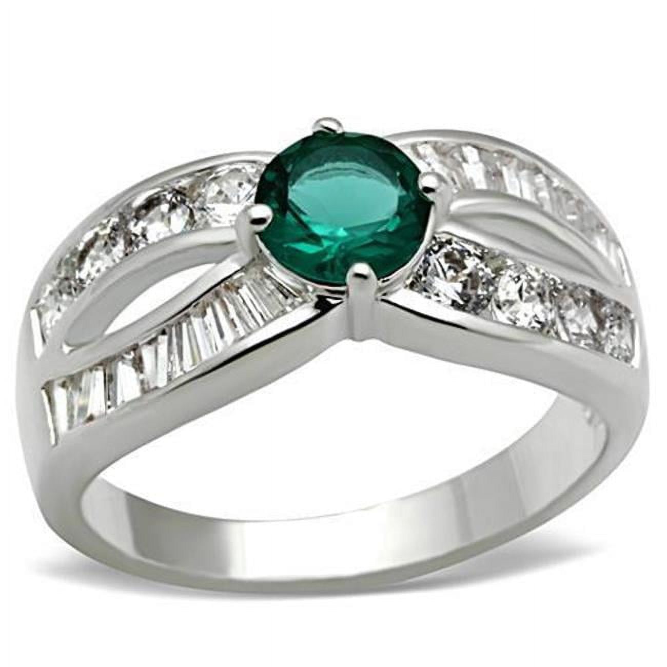 SS014-8 Women Silver 925 Sterling Silver Ring with Synthetic in Blue Zircon - Size 8