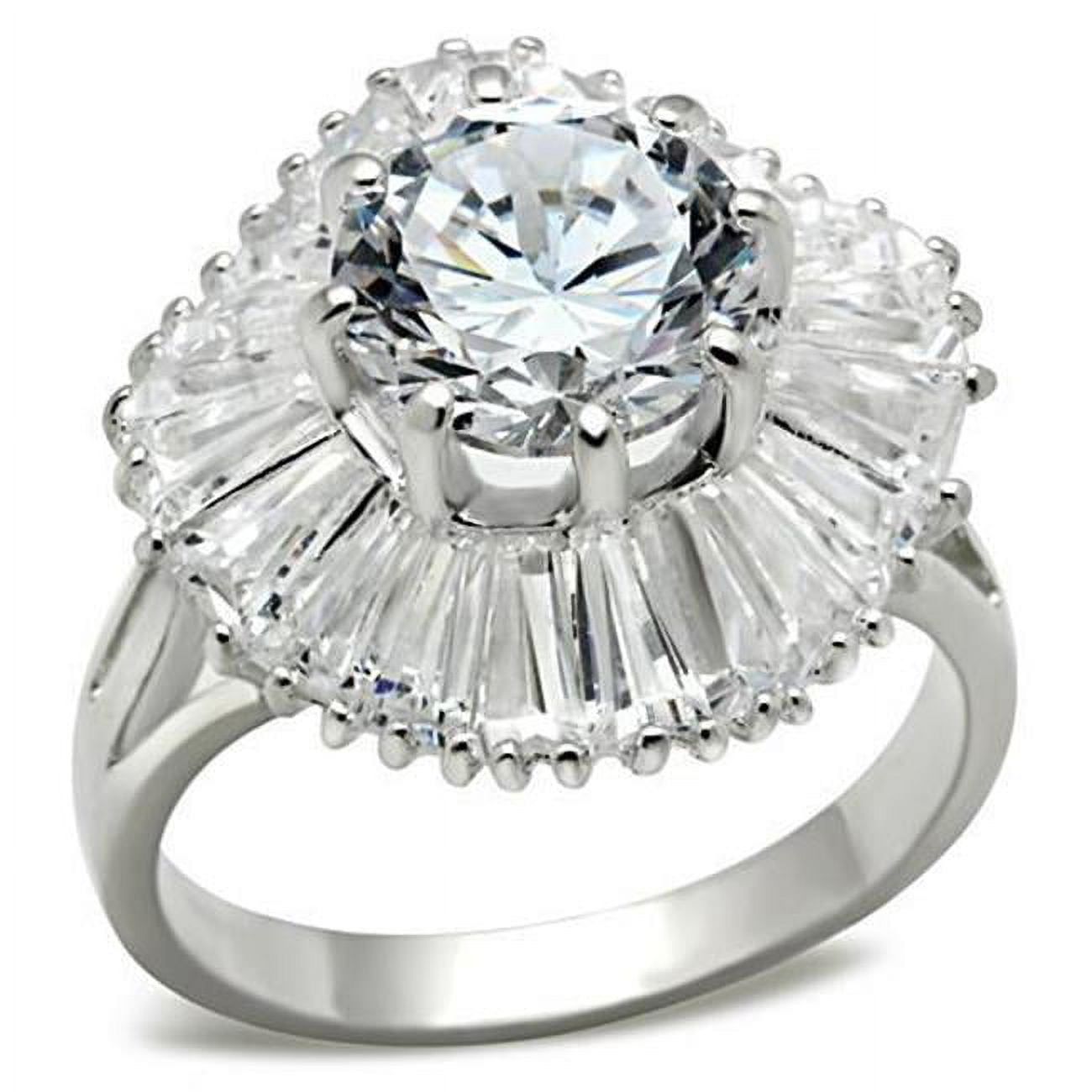 Women Silver 925 Sterling Silver Ring with AAA Grade CZ in Clear - Size 10