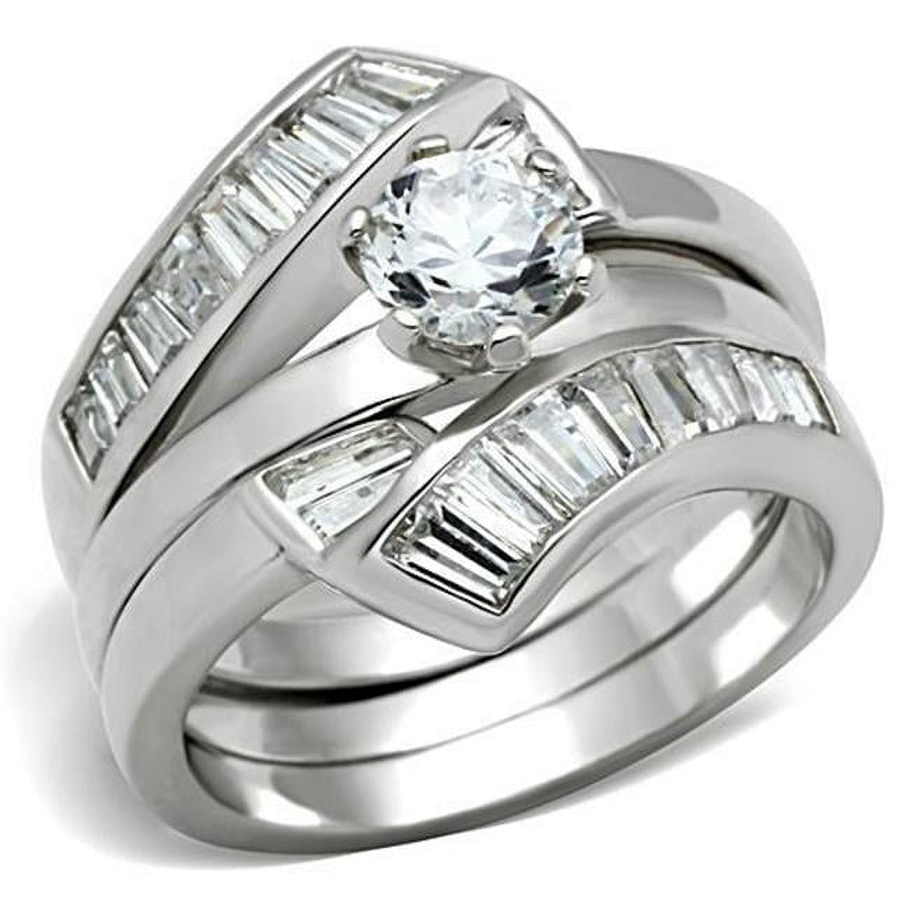 Women Silver 925 Sterling Silver Ring with AAA Grade CZ in Clear - Size 8