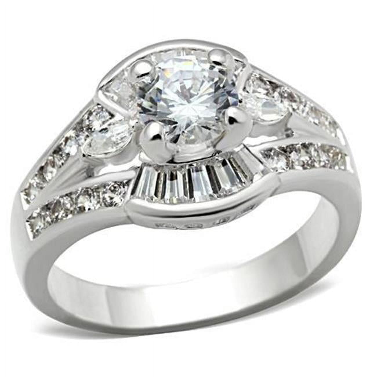 Women Silver 925 Sterling Silver Ring with AAA Grade CZ in Clear - Size 8