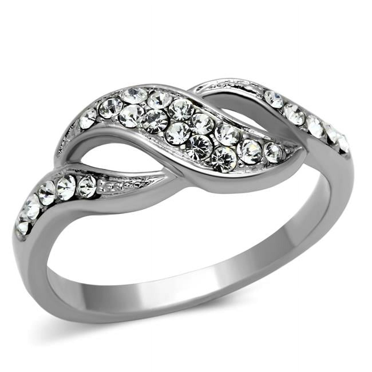 Picture of Alamode TK1085-8 Women High Polished Stainless Steel Ring with Top Grade Crystal in Clear - Size 8
