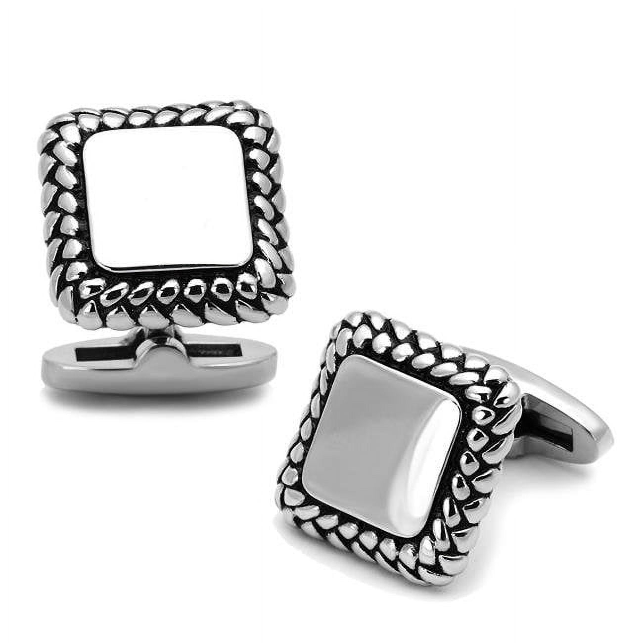 Picture of Alamode TK1246 Men High Polished Stainless Steel Cufflink with Epoxy in Jet