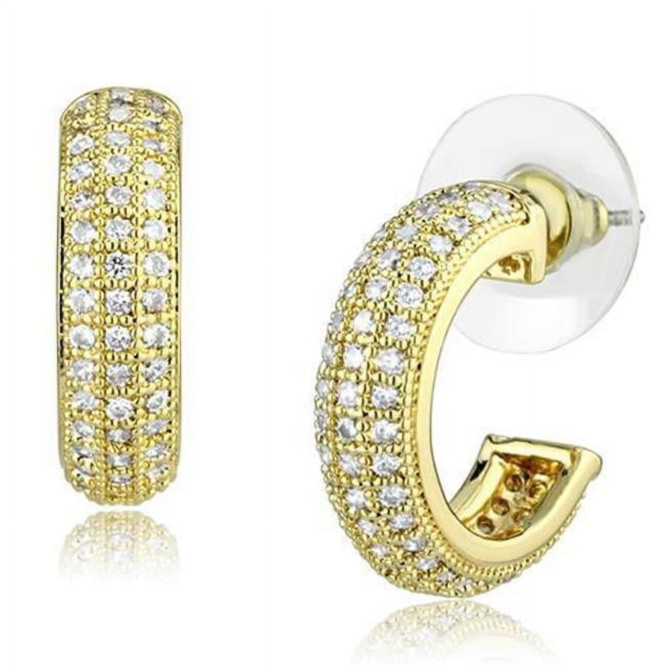 Picture of Alamode 3W1261 Women Gold Brass Earrings with AAA Grade CZ in Clear