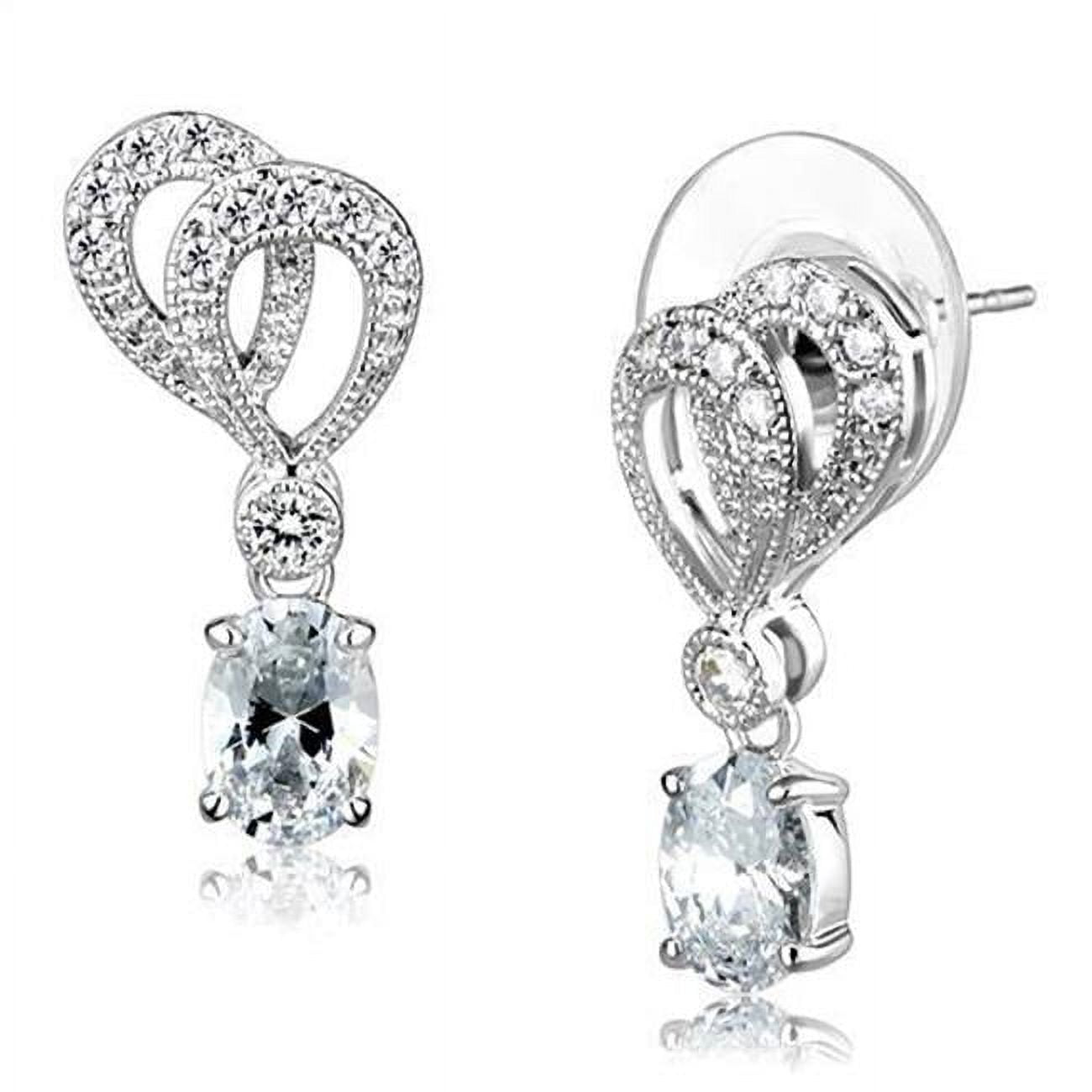 Picture of Alamode 3W1355 Women Rhodium Brass Earrings with AAA Grade CZ in Clear