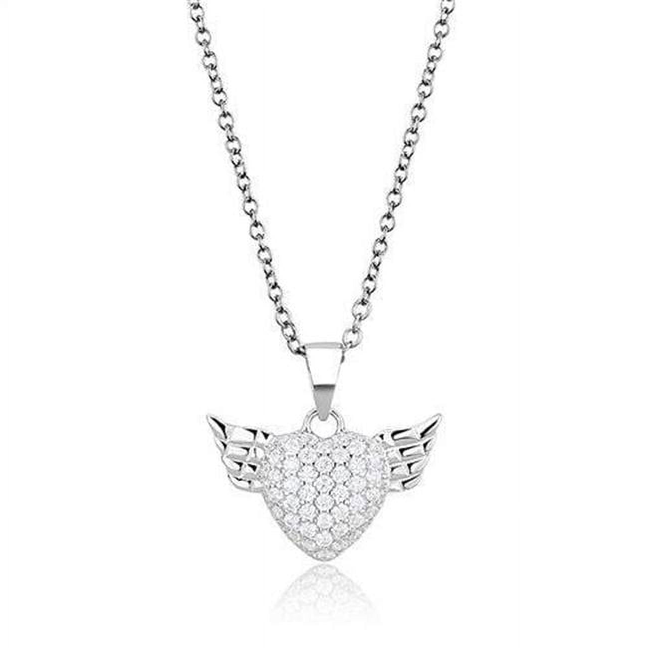 Picture of Alamode 3W1378-16Plus2 Women Rhodium 925 Sterling Silver Chain Pendant with AAA Grade CZ in Clear - 16 & 2 in.