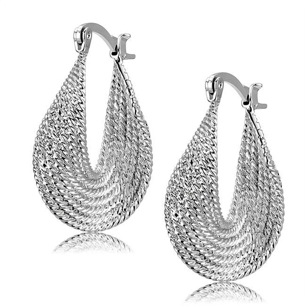 Picture of Alamode 3W1476 Women Rhodium Brass Earrings with No Stone in No Stone