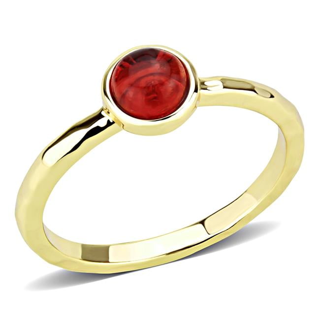 Women Gold Brass Ring with Synthetic in Garnet - Size 8