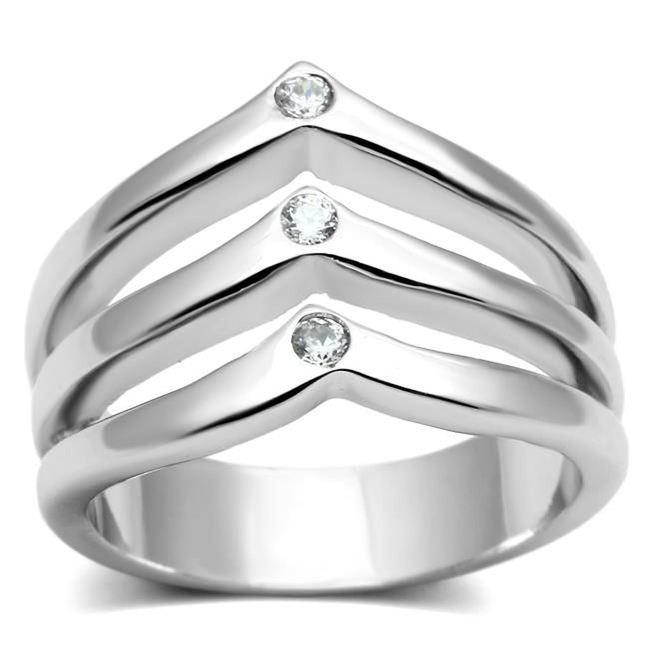 Women Rhodium Brass Ring with AAA Grade CZ in Clear - Size 7