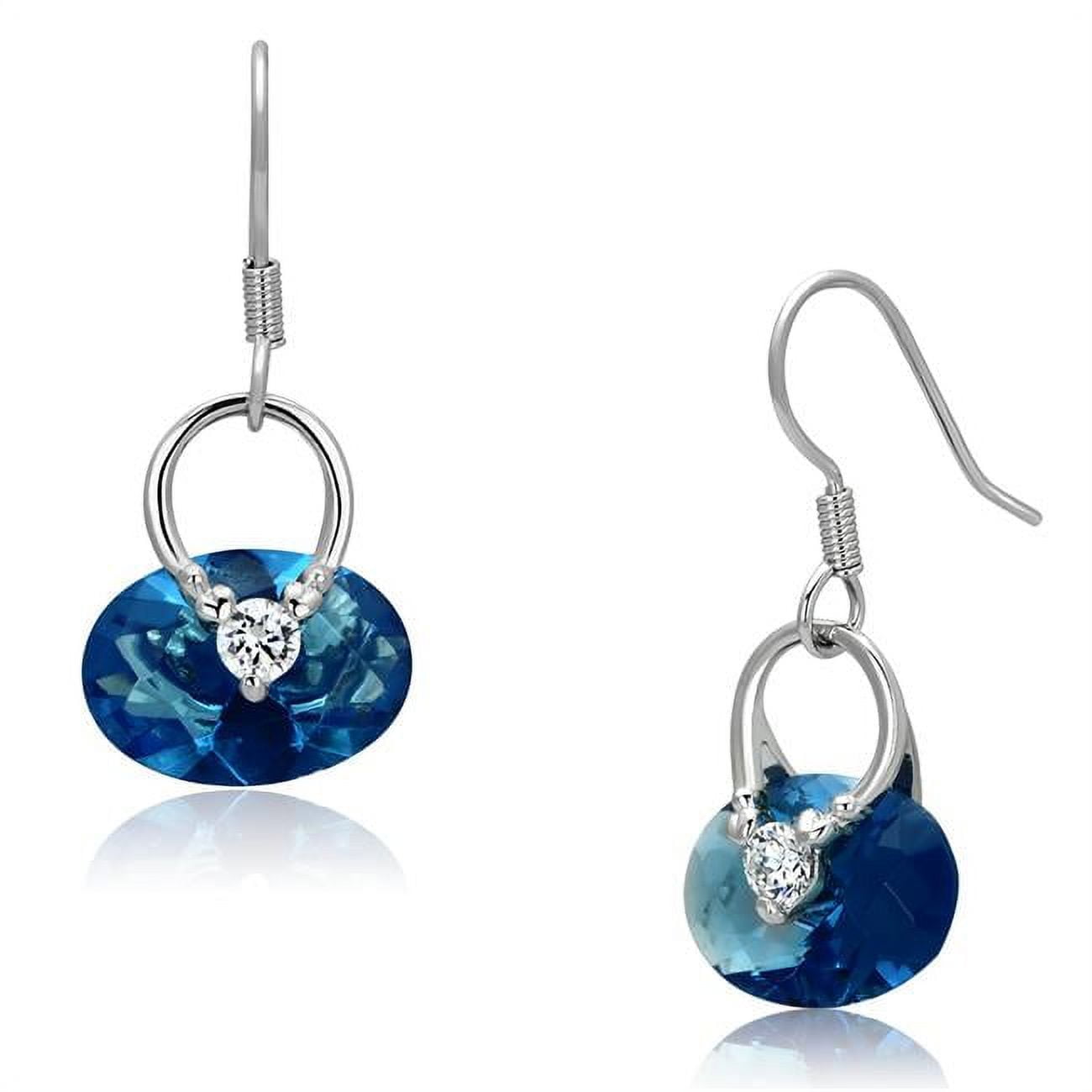 Picture of Alamode 3W338 Women Rhodium Brass Earrings with Synthetic in Sea Blue