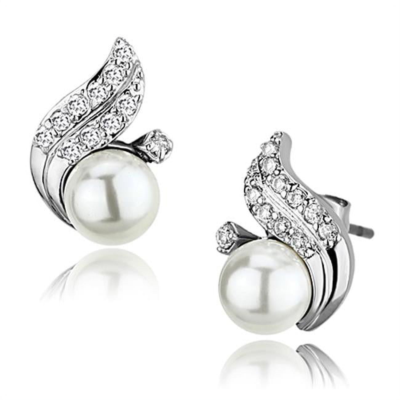 Picture of Alamode 3W365 Women Rhodium Brass Earrings with Synthetic in White