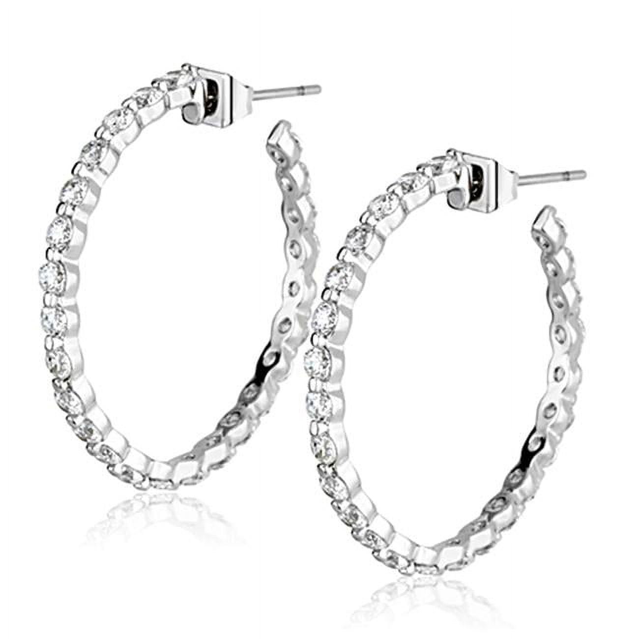 Picture of Alamode 3W370 Women Rhodium Brass Earrings with AAA Grade CZ in Clear
