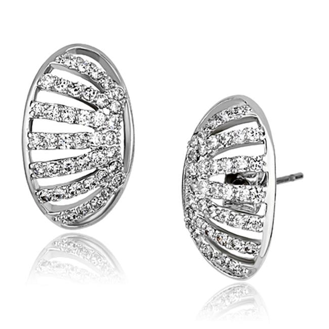 Picture of Alamode 3W393 Women Rhodium Brass Earrings with AAA Grade CZ in Clear
