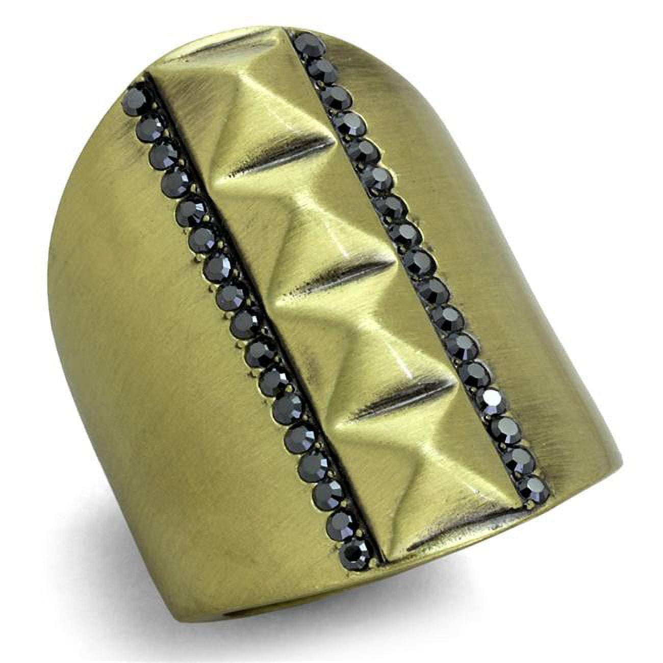 Women Antique Copper Brass Ring with Top Grade Crystal in Hematite - Size 8