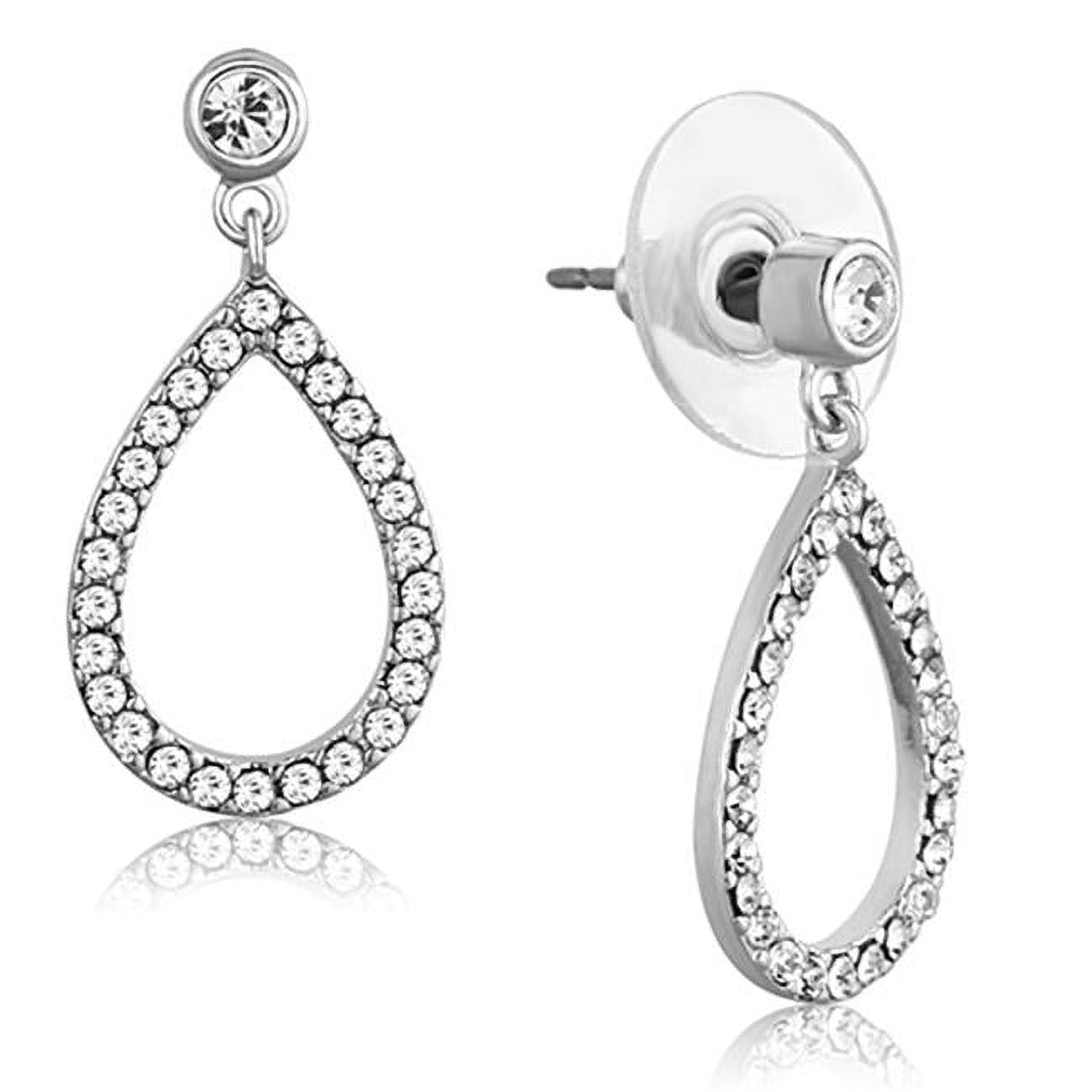 Picture of Alamode 3W617 Women Rhodium Brass Earrings with Top Grade Crystal in Clear