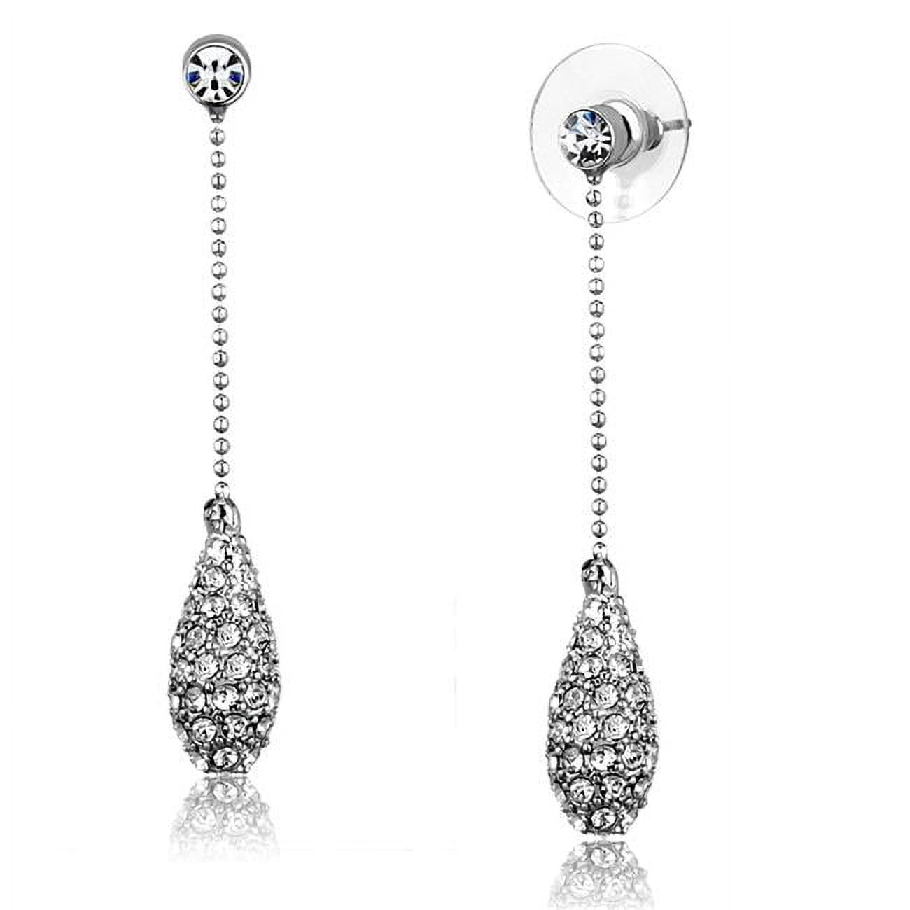 Picture of Alamode 3W898 Women Rhodium Brass Earrings with Top Grade Crystal in Clear