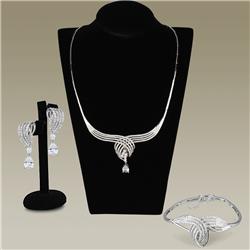 Picture of Alamode 3W924 Women Rhodium Brass Jewelry Sets with AAA Grade CZ in Clear