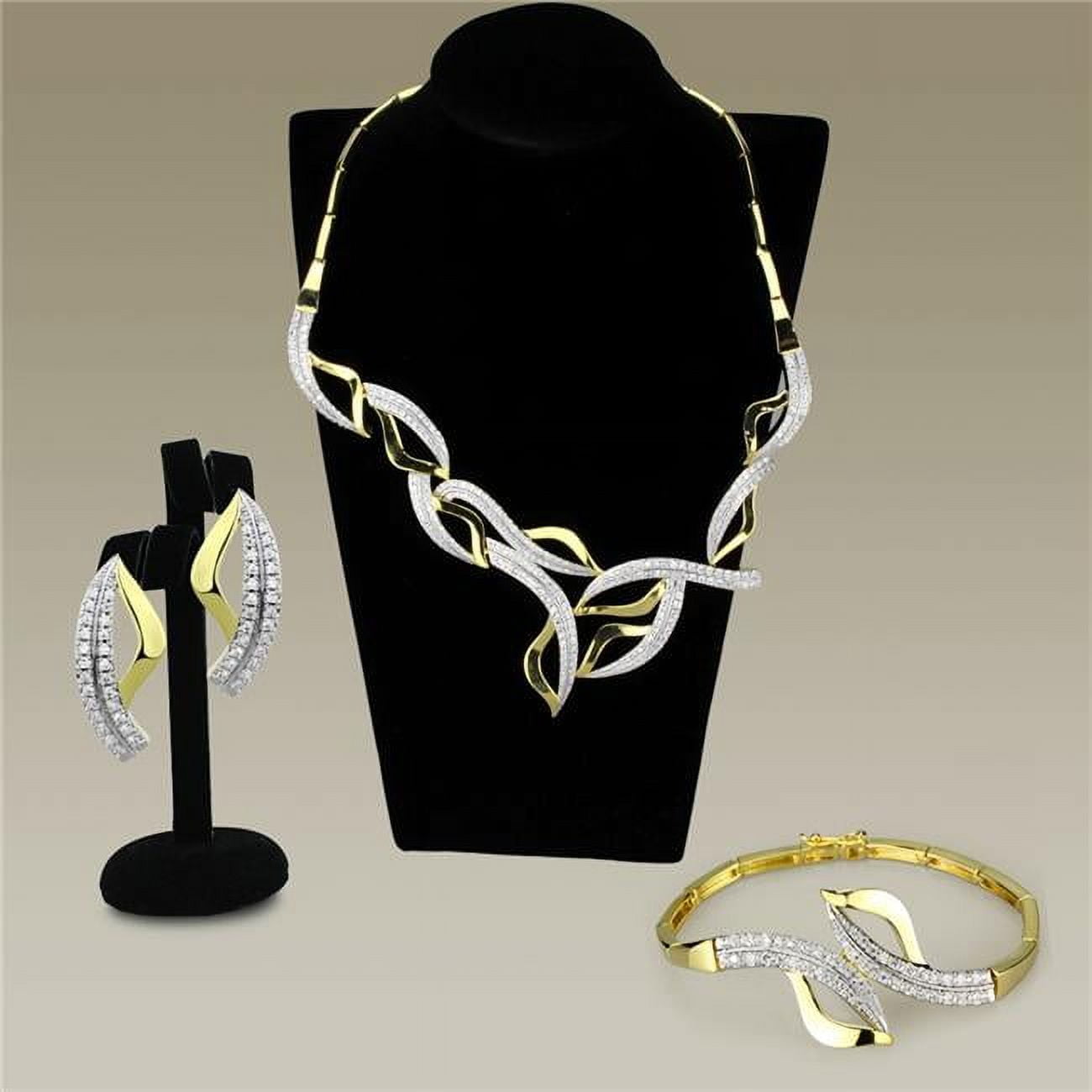 Picture of Alamode 3W942 Women Gold & Rhodium Brass Jewelry Sets with AAA Grade CZ in Clear