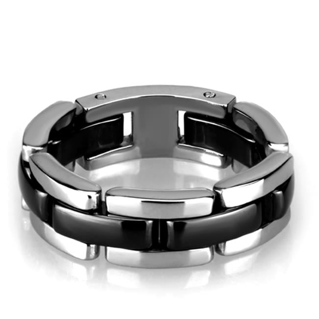Picture of Alamode 3W972-7 Women High Polished Stainless Steel Ring with Ceramic in Jet - Size 7