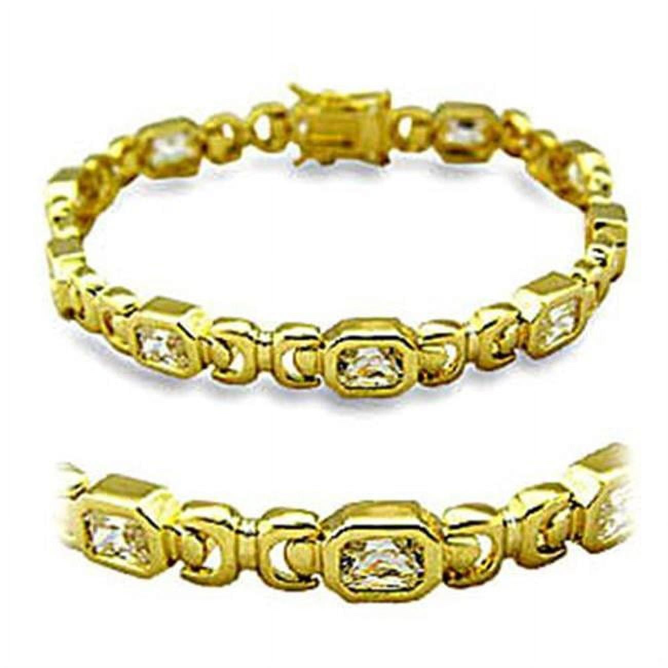Picture of Alamode 415601-7 Women Gold Brass Bracelet with AAA Grade CZ in Clear - 7 in.