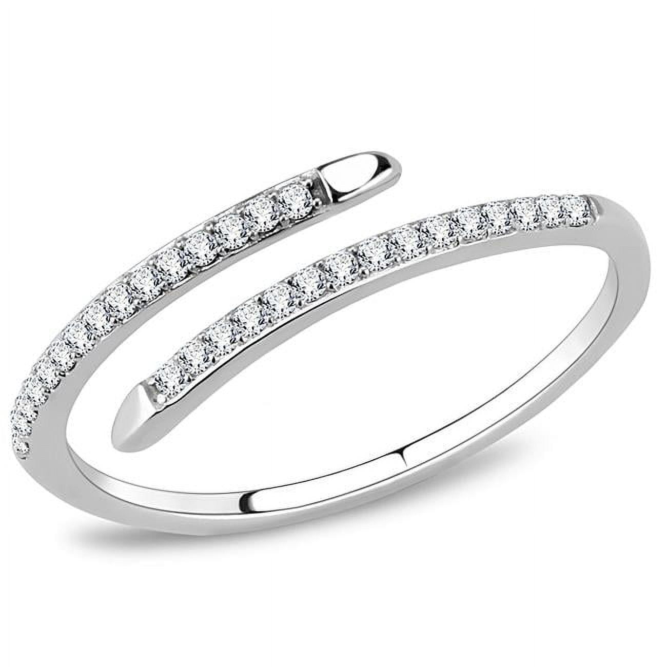 Women High Polished Stainless Steel Ring with AAA Grade CZ in Clear - Size 6