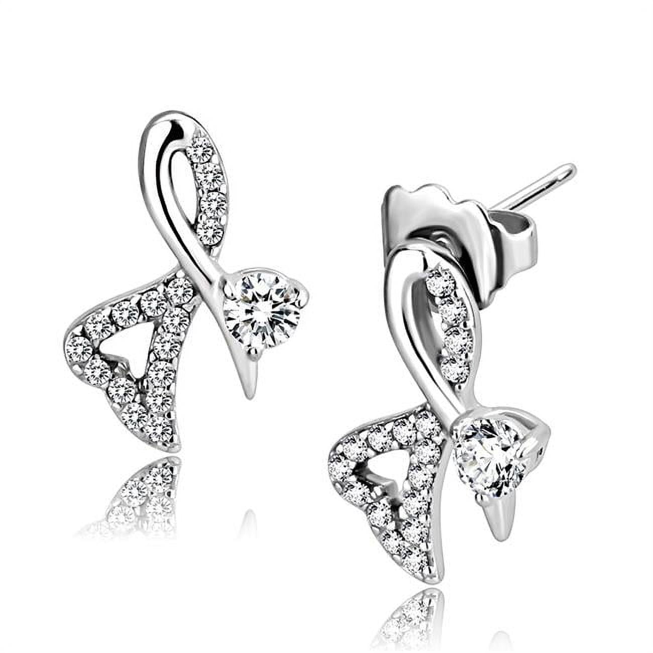 Picture of Alamode DA204 Women High Polished Stainless Steel Earrings with AAA Grade CZ in Clear