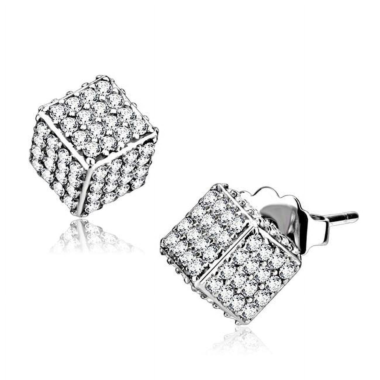Picture of Alamode DA213 Women High Polished Stainless Steel Earrings with AAA Grade CZ in Clear
