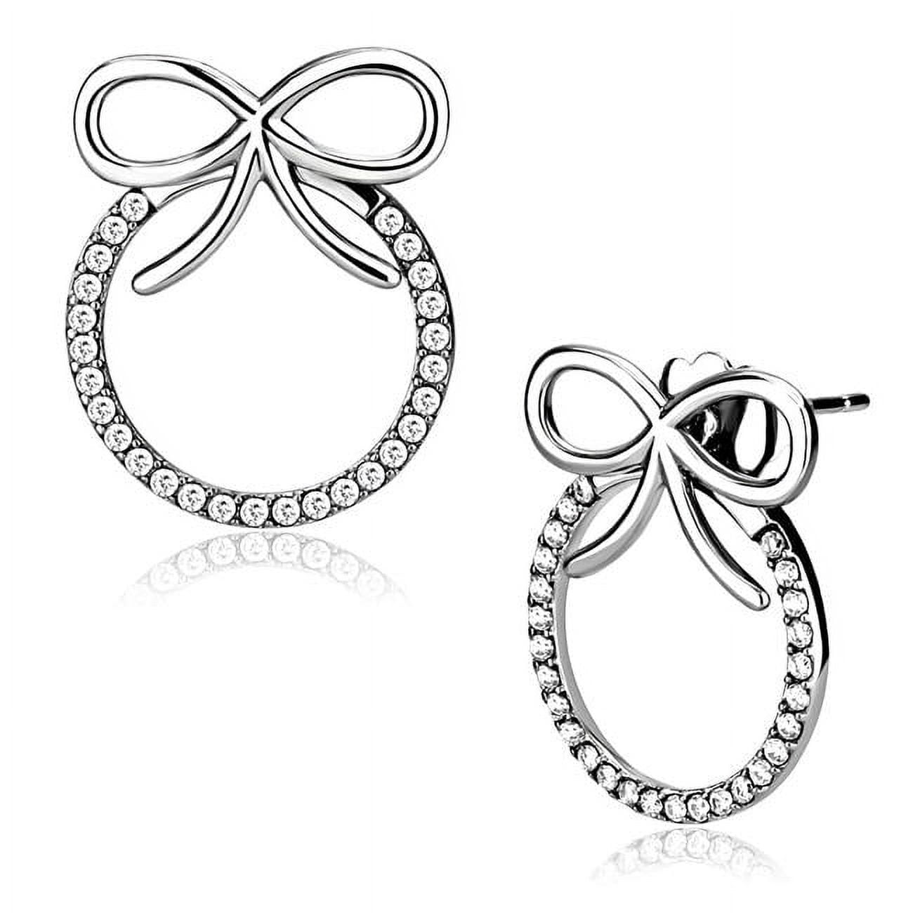 Picture of Alamode DA218 Women High Polished Stainless Steel Earrings with AAA Grade CZ in Clear