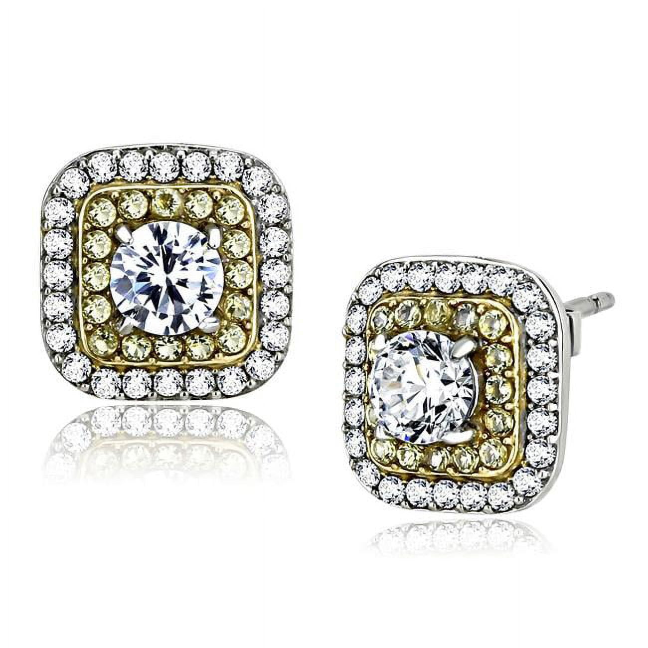 Picture of Alamode DA220 Women Two-Tone IP Gold Stainless Steel Earrings with AAA Grade CZ in Clear