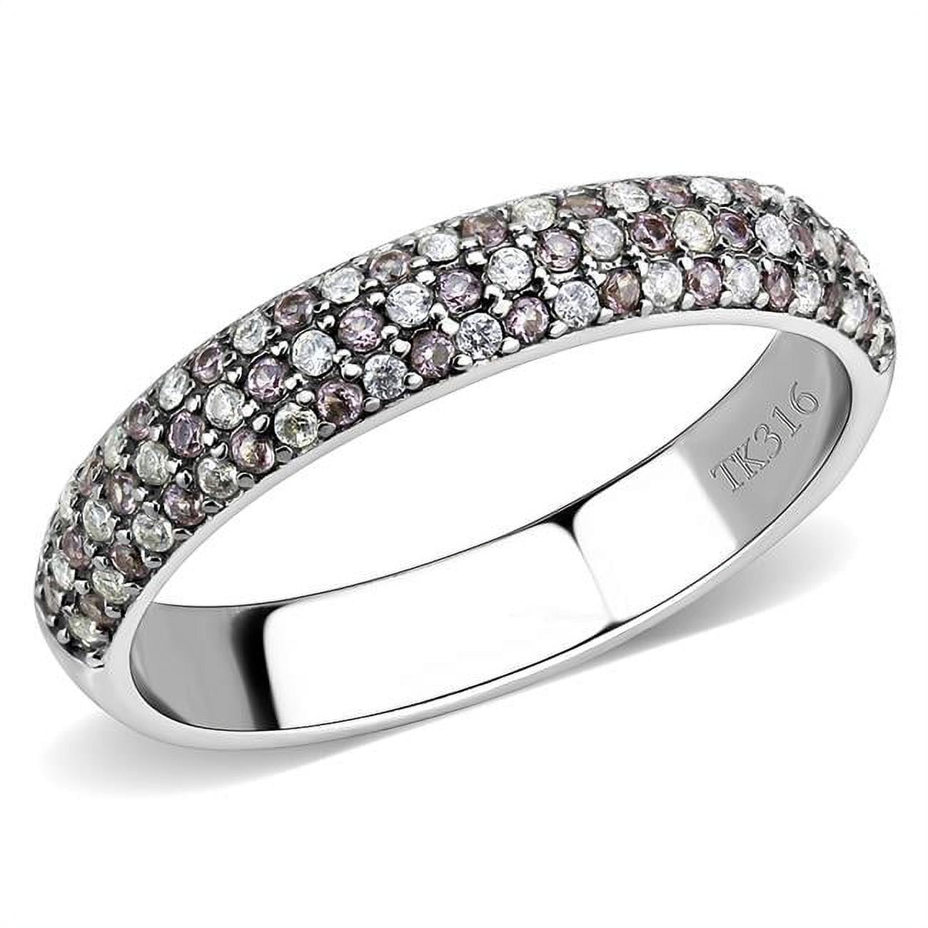 DA231-6 Women High Polished Stainless Steel Ring with AAA Grade CZ in Multi Color - Size 6