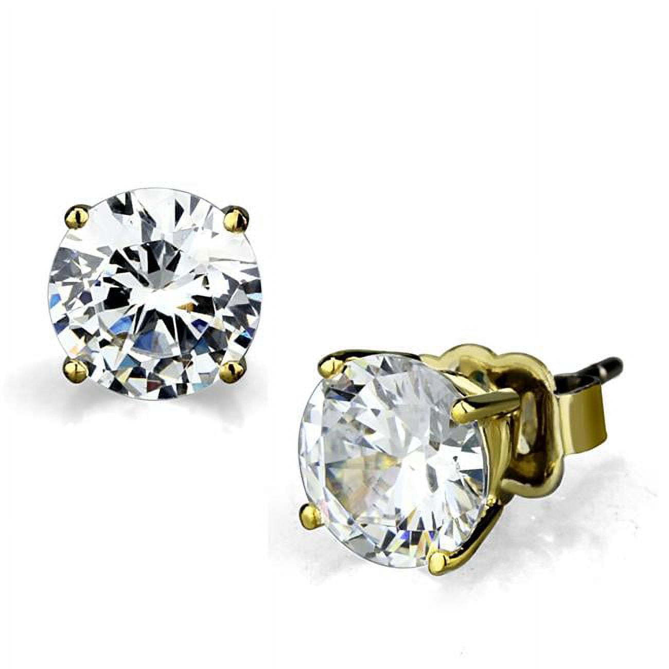 Women Gold Brass Earrings with AAA Grade CZ in Clear