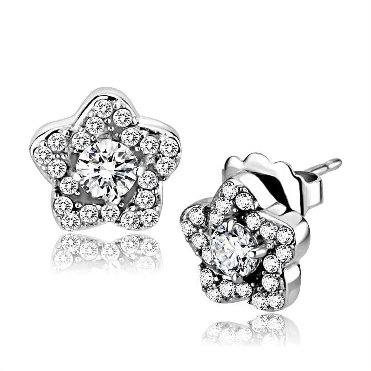 Picture of Alamode DA297 Women High Polished Stainless Steel Earrings with AAA Grade CZ in Clear