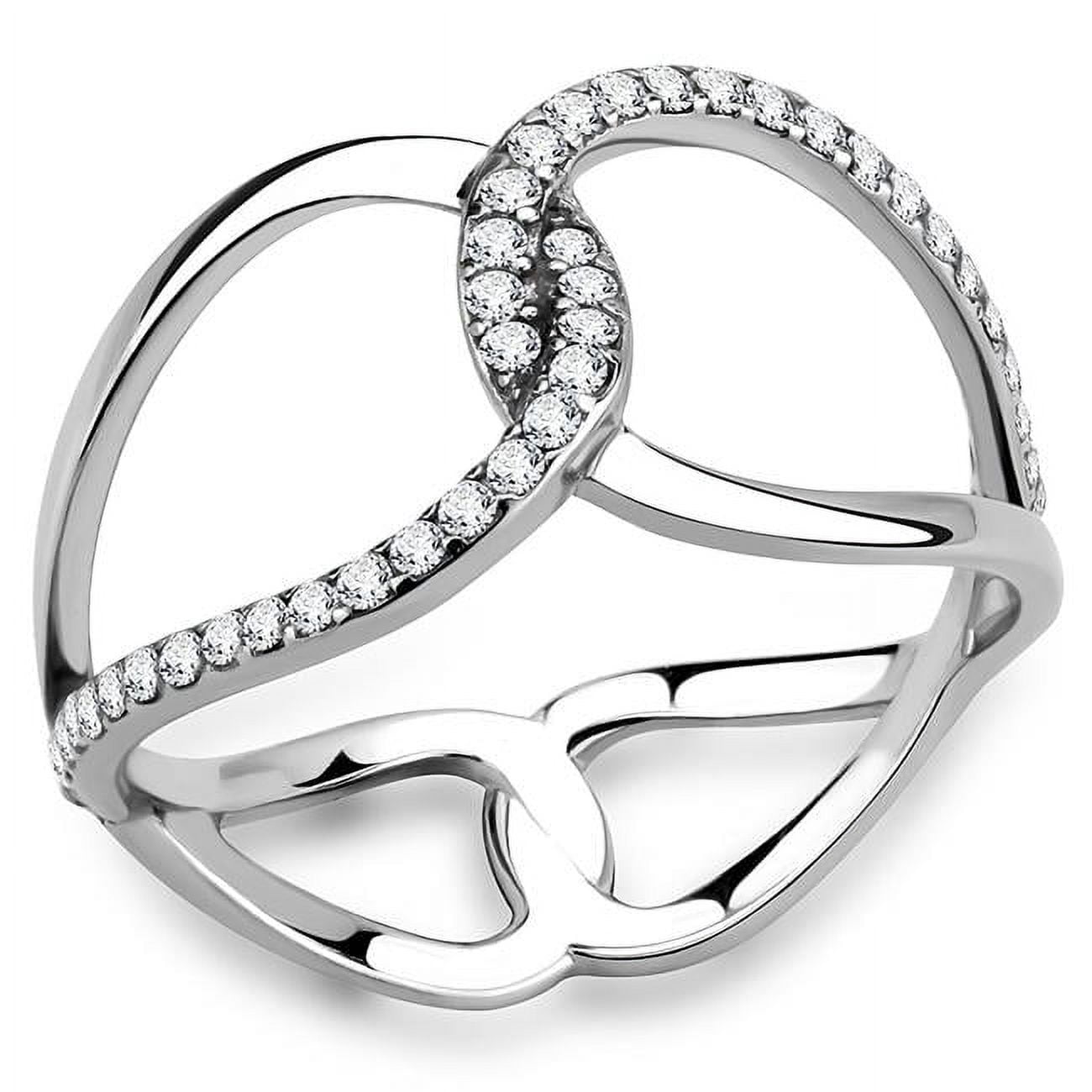 Women No Plating Stainless Steel Ring with AAA Grade CZ in Clear - Size 8