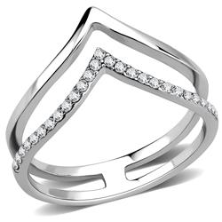 Women No Plating Stainless Steel Ring with AAA Grade CZ in Clear - Size 9