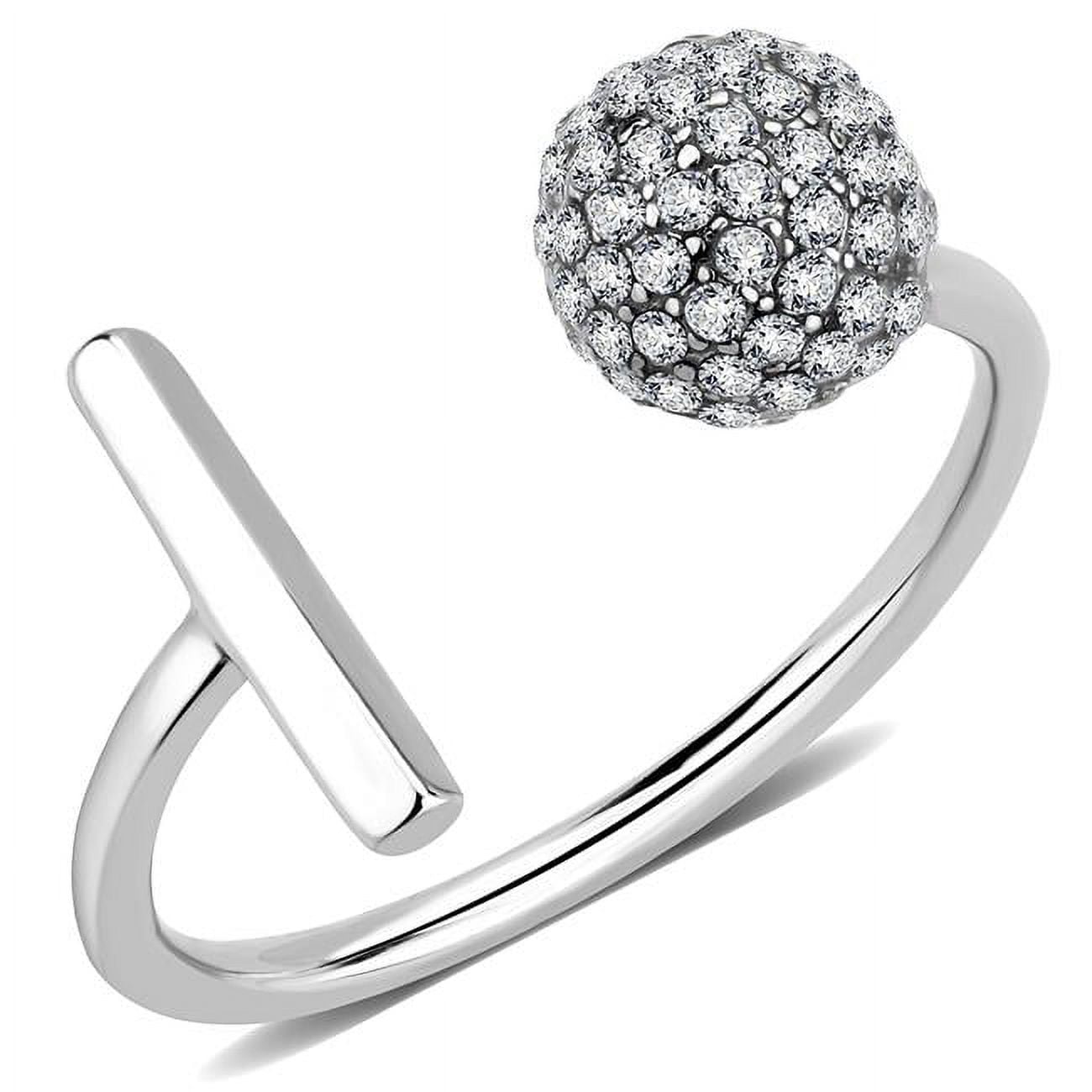 Women No Plating Stainless Steel Ring with AAA Grade CZ in Clear - Size 9
